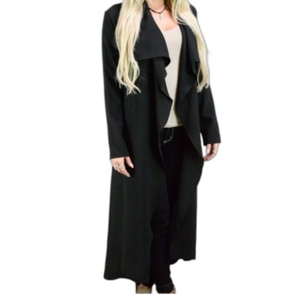 Honey Punch Black Trench Jacket NWT Size Medium Chic Minimalist Capsule